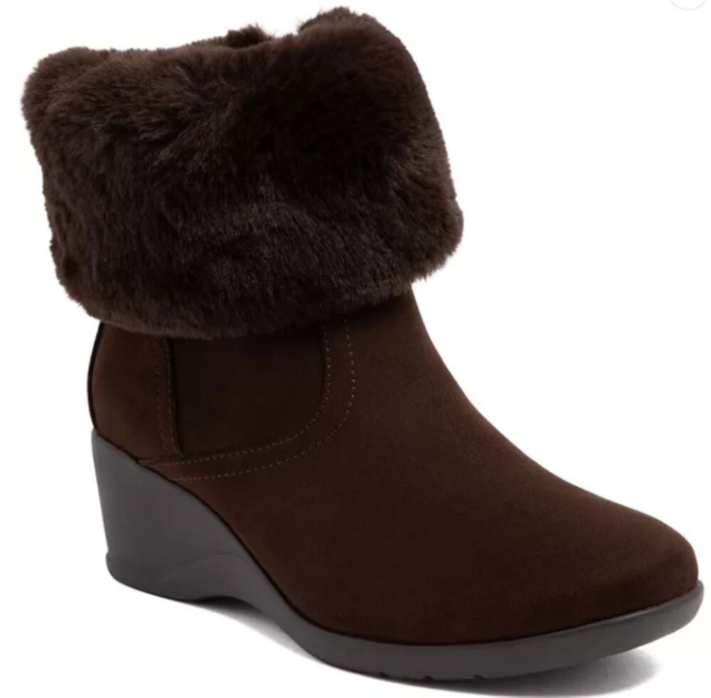 Jones New York Boots Women's Size 9M Brown Jny-Carlyta Faux Fur Ankle Booties